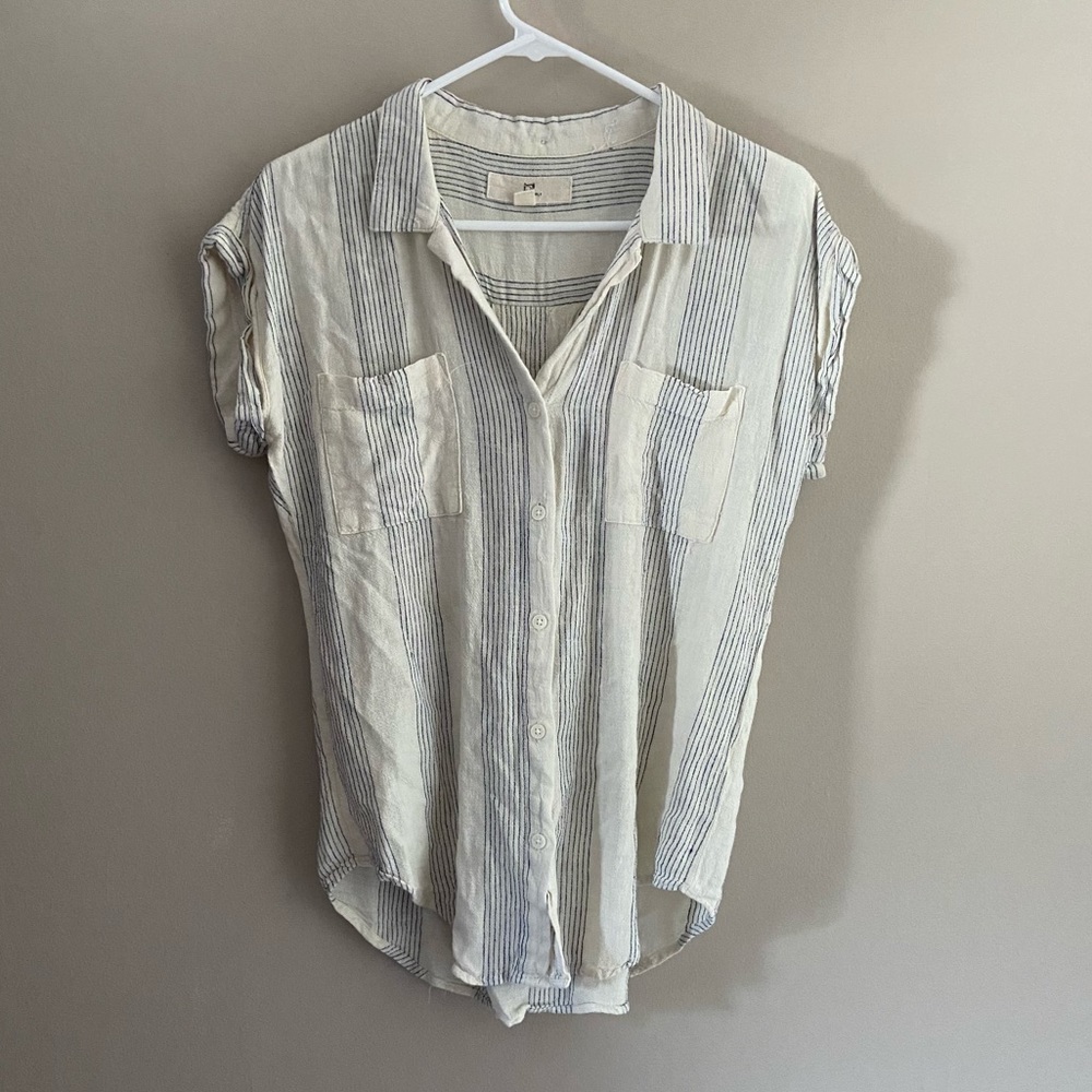 🌿Linen Striped Button-up